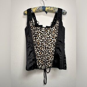 After Dark Corset Bustier Size XL Leopard Black/tan Sexy Tie Up back